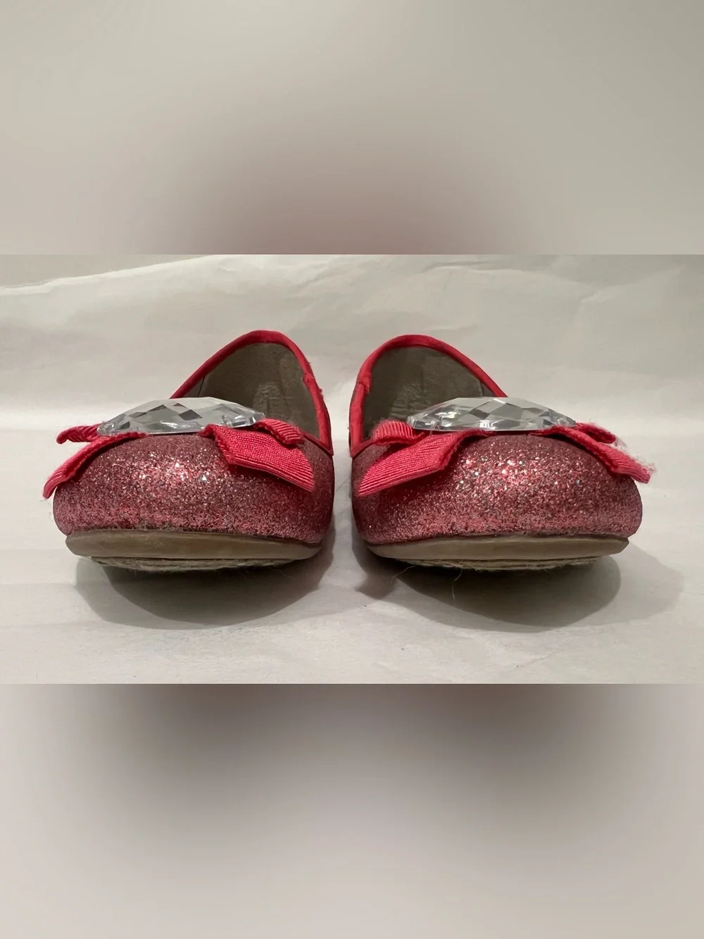 Children’s Place Girls Glitter Slip On Flats Shoes Gem Stone - Sz 3 - Pink